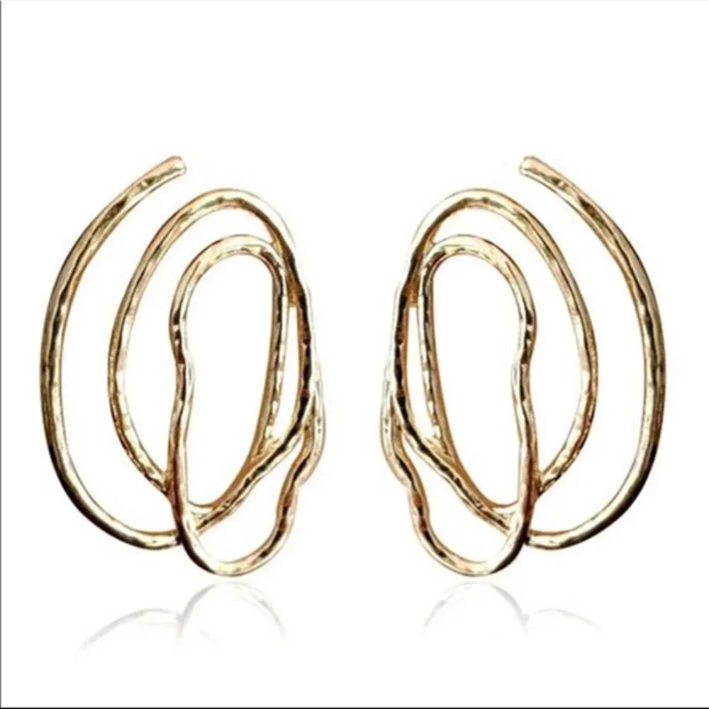 〽️“Maze” gold abstract wire earrings 〽️ - Picture 2 of 4